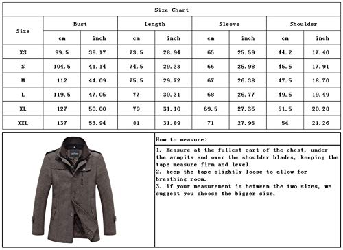 Chouyatou Men's Winter Stylish Wool Blend Single Breasted Military Peacoat (Medium, Thick-Khaki) #TOP3