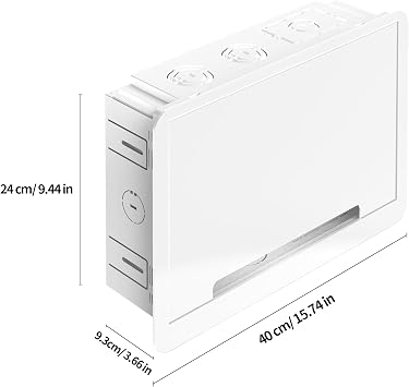 in-Wall TV Box, Media Enclosure, 9 Inches Inwall Cable Management, Organize System Devices, Dual Purpose in-wall Enclosure for TV Home Theater Box, White