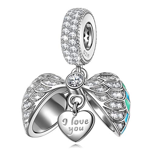 NinaQueen "Surprising Love" 925 Sterling Silver Enamel Heart Dangle Fit PandÃ¶ra Charms Engraved with "I love you" Birthday Anniversary Christmas Gifts for Women Wedding Valentines Gifts For Her Wife