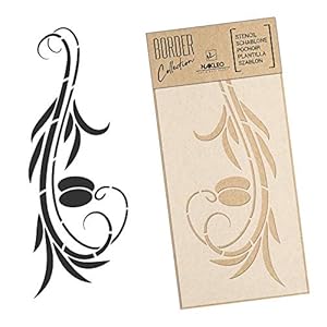 NAKLEO Border Reusable Plastic Wall Stencil – 21x45cm / 8” x 17” – Olive Leavef Floral – Pattern Painting Stripe DIY Art Craft Template – Fabric Furniture Wood