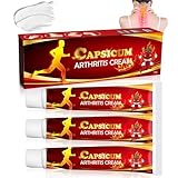 Lot de 3 crèmes pour les articulations à la capsaïcine au poivre de Cayenne - Pommade chauffante pour le dos, les genoux, la nuque - Soin naturel des muscles et des articulations - Nourriture profonde