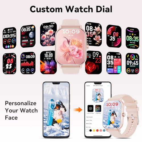 Smartwatch voor heren Dames Beantwoorden/bellen, 1,85''HD smartwatch met 24/7 hartslag SpO2-slaapmonitor, 110+ sportfitnesshorloge, IP68 waterdichte activiteitstracker voor Android iOS - Afbeelding 8