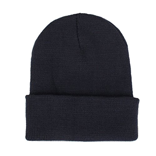 CANCA Unisex Cuff Warm Winter Hat Knit Plain Skull Beanie Toboggan Knit Hat/Cap (Dark Grey)