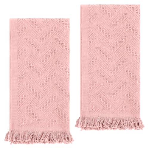 AOZUO 2 Pcs Hand Towels Bathroom 3013 Inch Boho Decorative Hand Towels Turkish Soft Face Towel for Boho Bathroom Decor Farmhouse Kitchen Hotel Spa Guest (Pink)