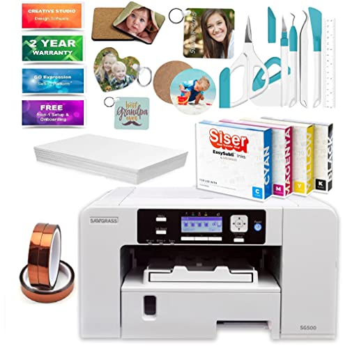 Sawgrass Virtuoso Sg500 Sublimation Printer - Bundle With Easysubli Inks, 330 Sheets Sublimax Paper, 3 Tapes, Dust Cover, 7-Piece Craft Tool Set & 10-Piece Sublimation Blanks (Sg500 For Siser Users) #TOP15