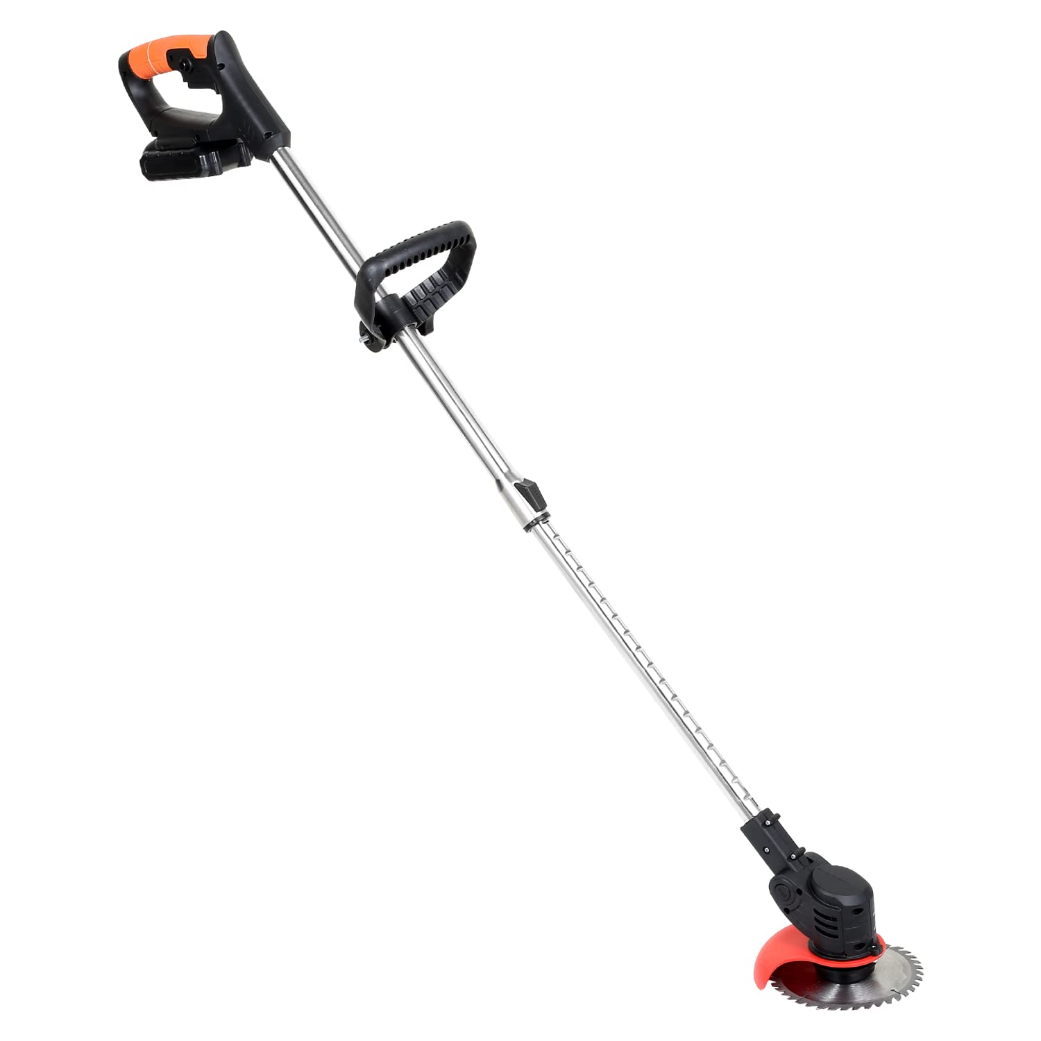 Herrselsam Desbrozadora con batería, cortador de bordes de césped de 24 V con batería de iones de litio de 1,5 Ah y cuchillo de plástico, ancho de corte de 15 cm, mango telescópico, ajuste de ángulo
