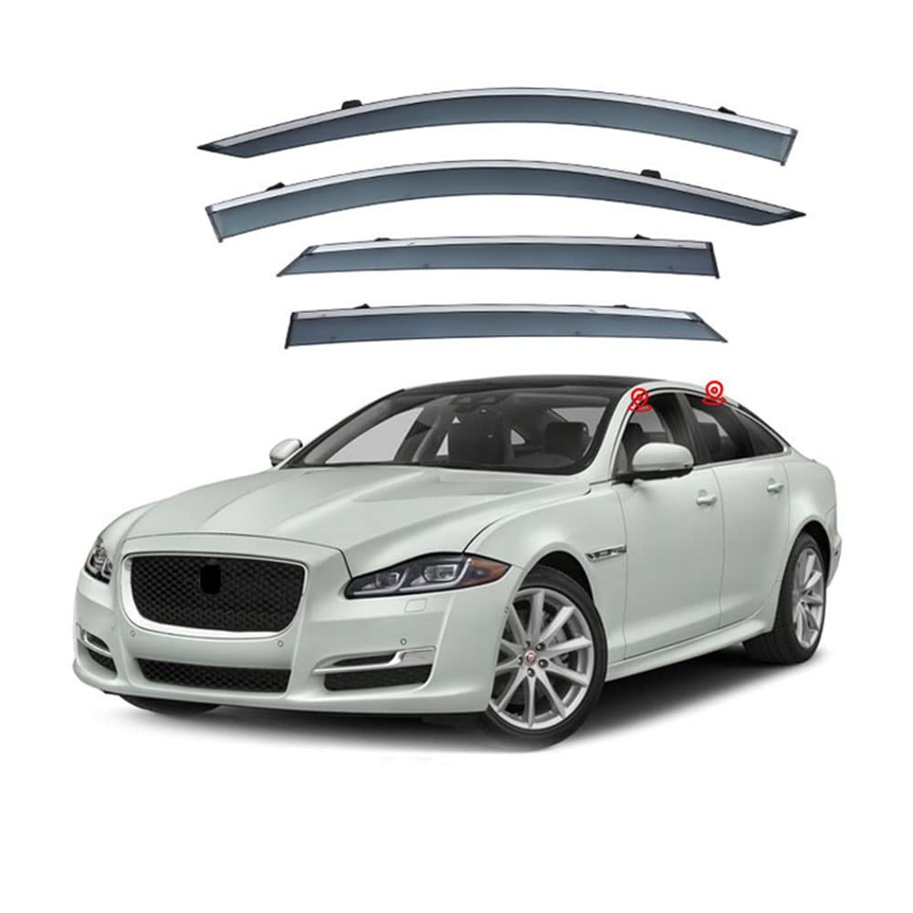 JINMAYA 4 Pieces Car Window Wind Deflectors, for Jaguar XJL X351 2011-2019 Front and Rear Trim Strips Sun Visors Wind Shield Accessories