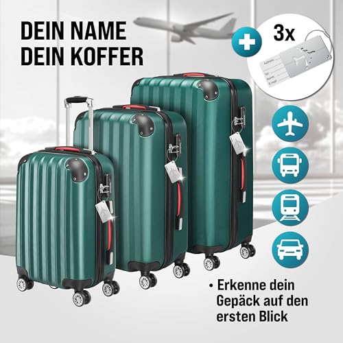 Monzana® Set Di Valigie 3 Pezzi Con Lucchetto Organizer Cinghia Maniglie Ruote Doppie Piedi Trolley Rigido M-L-XL - 8