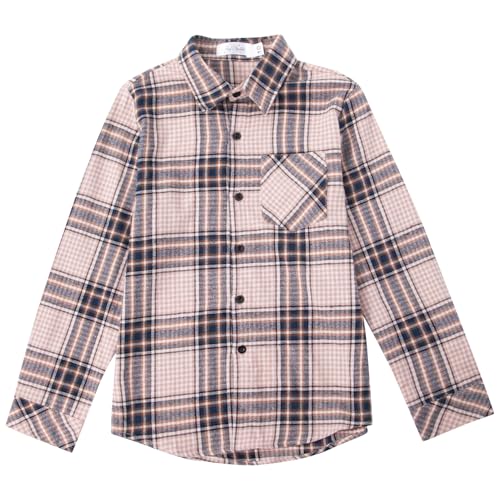 Image of Yoimira Boys Flannel Shirts Kids Long Sleeve Plaid Tops Casual Button Down Shirt Western Plaid Jacket