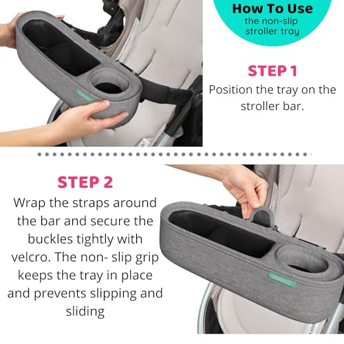 image for Swanoo Universal Stroller Tray with Insulated Sippy Cup Holder - Upgra