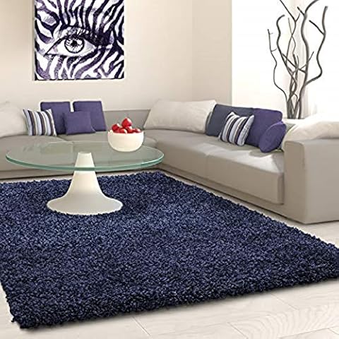 FlickBuyz Soft Touch Shaggy Navy Blue Thick Luxurious Soft 5cm Dense Pile Rug Area Rugs Modern Carpet Living Roon (120_X_170 cm) Cover