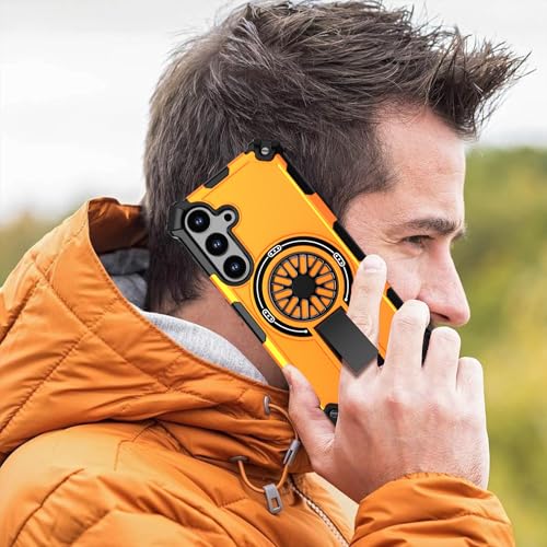 Coque magnétique Galaxy S25 antichoc avec support invisible orange - 5
