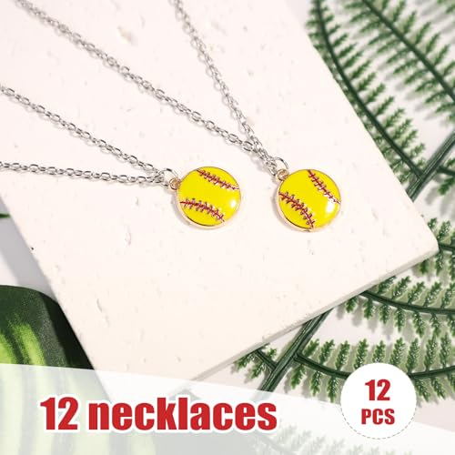 12pcs Baseball Necklace, 23.35in Adjustable Sports Charm Jewelry Alloy Friendship Pendant Sports Themed Softball Chain Gifts for Baseball Player Lovers Party Favors4
