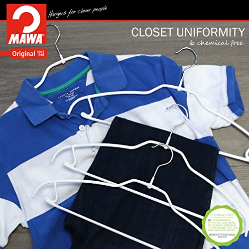 Mawa By Reston Lloyd Silhouette Ultra-Thin Series, Non-Slip Space Saving Shirt Hanger With Pant Bar & Skirt Hooks, Style 42/Ftu, White #TOP5