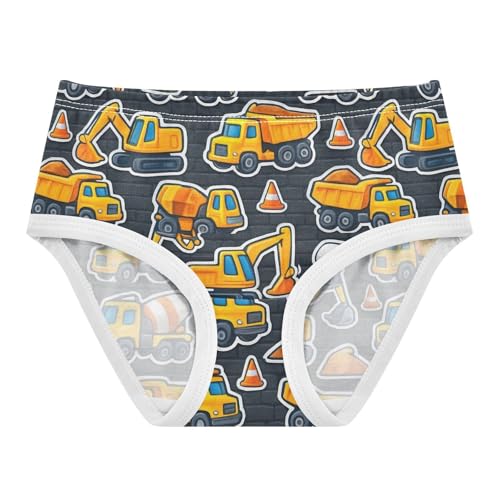 Joisal Cotton Girls Underwear Toddler Cartoon Yellow Construction Vehicles Girl Panties Cute Stylish Briefs Undies Kids 2t
