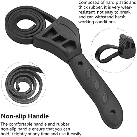 50 cm Rubber Strap Wrench Adjustable Oil Filter Wrench Pipe Wrench Plumbing Wrench Grip Wrench Heavy Duty Strap Wrench Tool Universal Oil Filter Spanner for Mechanics Plumbers Home Use, Black (68)