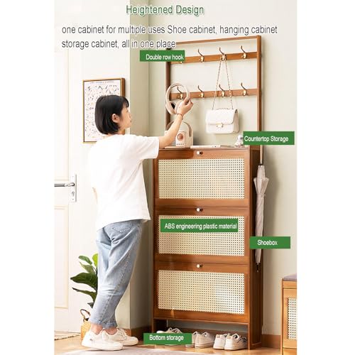Meuble à chaussures pour entrée ordonnée et dressing compact en bambou