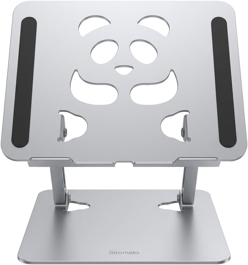 Laptop Stand for Desk, Ergonomic Notebook Riser with Ventilation, Multi Angle Height Adjustable Foldable Computer Holder for MacBook, Dell, HP, 10-16" (Silver)