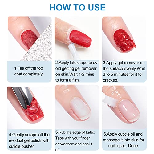 Louinstic Gel Nail Polish Remover - Quick Gel Polish Remover For Nails In 3-5 Minutes, Gel Nail Remover With Nail Cuticle Oil And Latex Tape, Easy Gel Remover Removedor De Esmalte Gel Christmas Gifts For Nail Starter And Lovers #TOP6