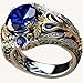 LIOYSIUT Two-Color Floral Ring - Retro Women's Sapphire Diamond Ring, 3 Carats Tanzanite, 925 Silver, Round Cut Wedding Ring, Eternal Ring, Valentine's Day Commitment Ring 10