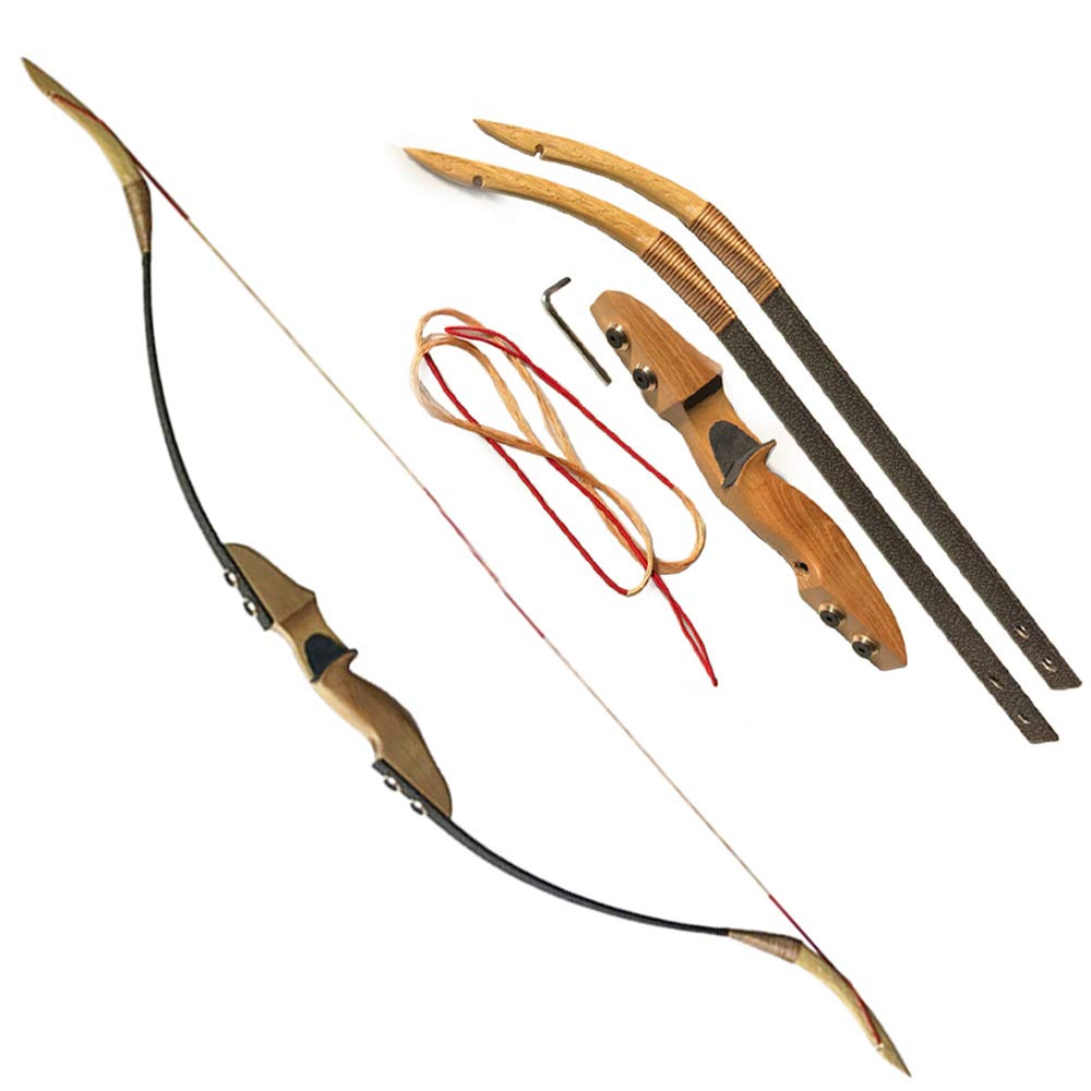 54 Pollici Tradizionale Arco Ricurvo Handmade 30-50lbs Longbow di Legno Caccia con L'Arco Mano Destra Sport all'Aria Aperta per Adulti (50lbs)