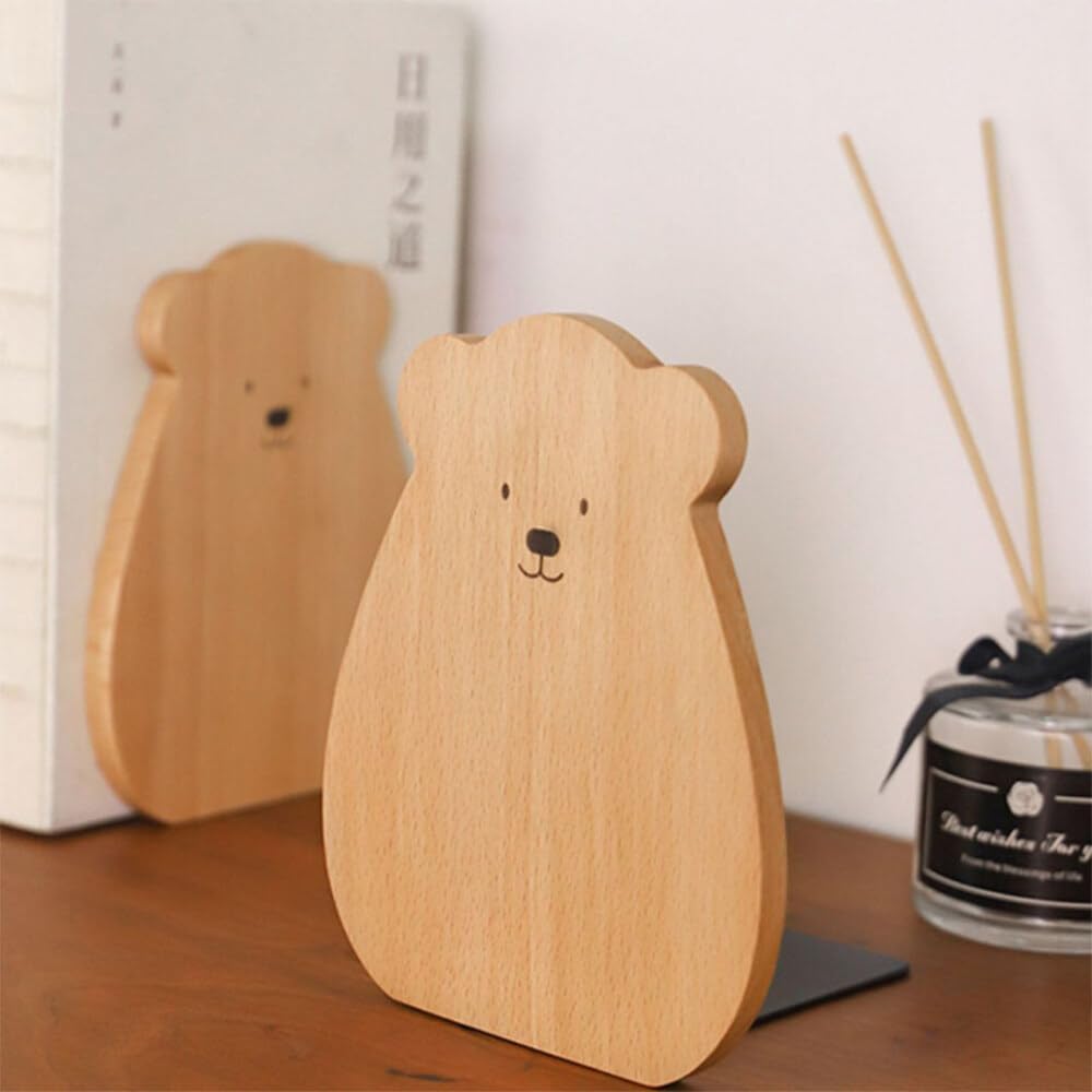 Sujetalibros de Madera de Haya 12x15 cm Antideslizantes para Estantes