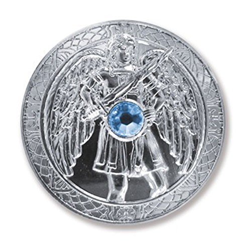 Pièce porte-bonheur ange gardien Michael - Diamètre : 27 mm - En argent avec éléments Swarovski - Symbole de protection Cover