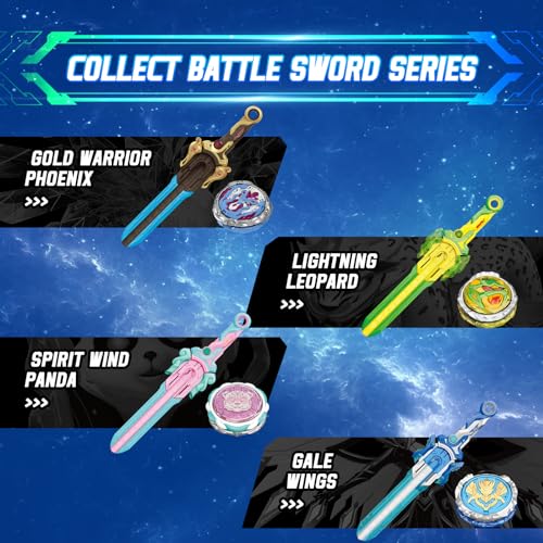 INFINITY NADO Battling Toys, Spinning Top and Sword Launcher Battle Set Toys for Kids, Battle Brust Sword Top Toys for 5 6 7 8 9 10 11 12 Year Old Boys, Lightning Leopard by Infinity Nado - Image 6