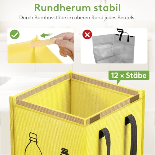 Lifewit Mülltrennsystem für Küche，Mülleimer 3 fächer für Papier, Glas und Plastik ，Recycling behälter, Altpapier sammelbehälter und Pfandflaschen sammelbehälter, 3 X 45L, Einfache Entleerung