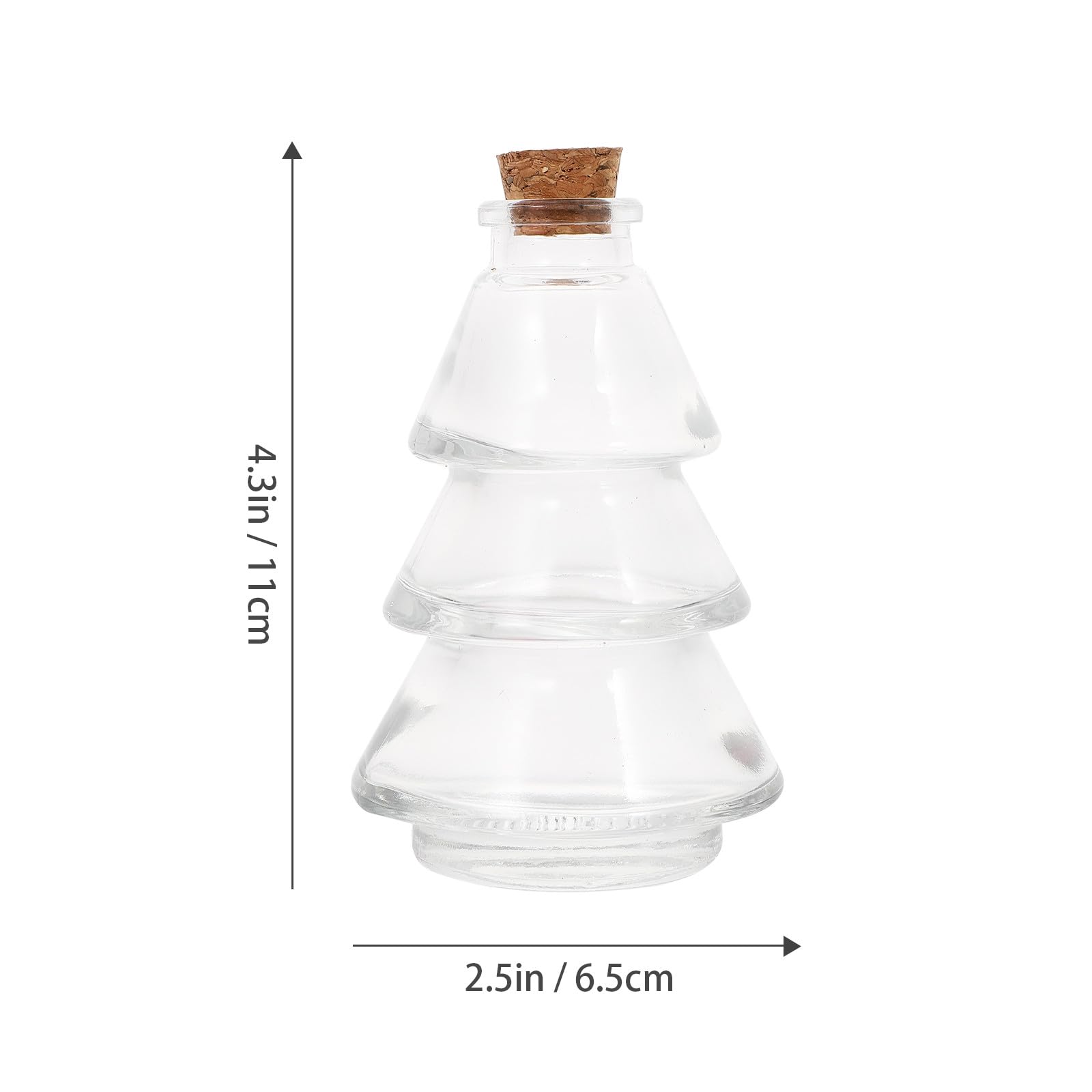 Set 5 Bottiglie di Vetro Tappo di Sughero a Forma di Pino, Barattoli Decorativi Piccoli per Messaggi, Oli Essenziali e Decorazioni da Appendere, Multifunzionali per Casa e Regali