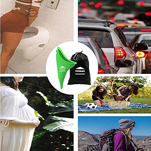 dinblex Female Urinal Portable Female Urination Device for Women Silicone Reusable Female Urinals for Car with Bag She Pee Standing Up Cup for Women for Outdoor Activities Camping Hiking Travel Green - Thumbnail 4