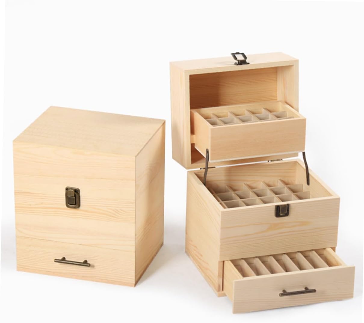 Folding Wooden Essential Oil Storage Box Organizer for Bottles Durable Aromatherapy Case for Home Use and Gift Giving