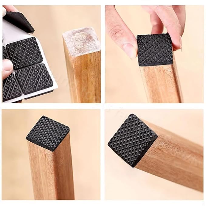 Image of CHUNZEXI Square Rubber Self Adhesive Square Felt Pads Non Skid Floor Protector Furniture Sofa Furniture Chair Balance Pad Noise Insulation Floor Bumper Color: Black - 32 Pcs