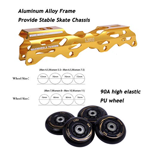 LIKU Black&Gold Unisex Fitness Inline Skates - Thumbnail 3
