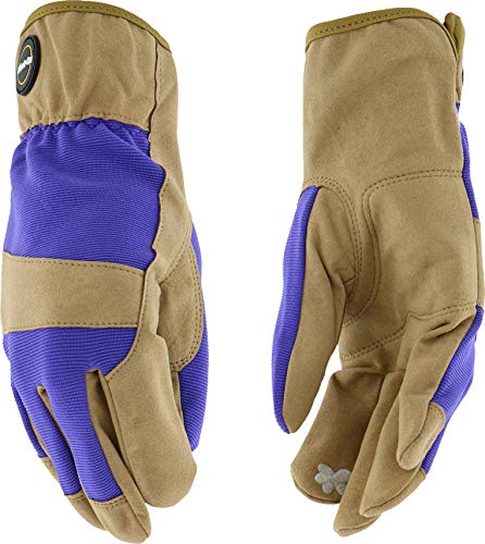 West Chester Miracle-Gro MG86206 Padded Palm Gloves – [Tan/Purple, Medium/Large], Synthetic Leather Palm, Touchscreen Compatible