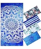 Oversized Terry Beach Towel 36 x 72 in Soft Extra Large Big Pool Swim Towels for Adults XL Clearance Big Travel Blanket Cruise Vacation Accessories Mandala Blue Essentials Lounge Chair Cover