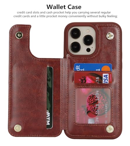 Étui portefeuille iPhone 12 Pro Max iCoverCase en cuir marron