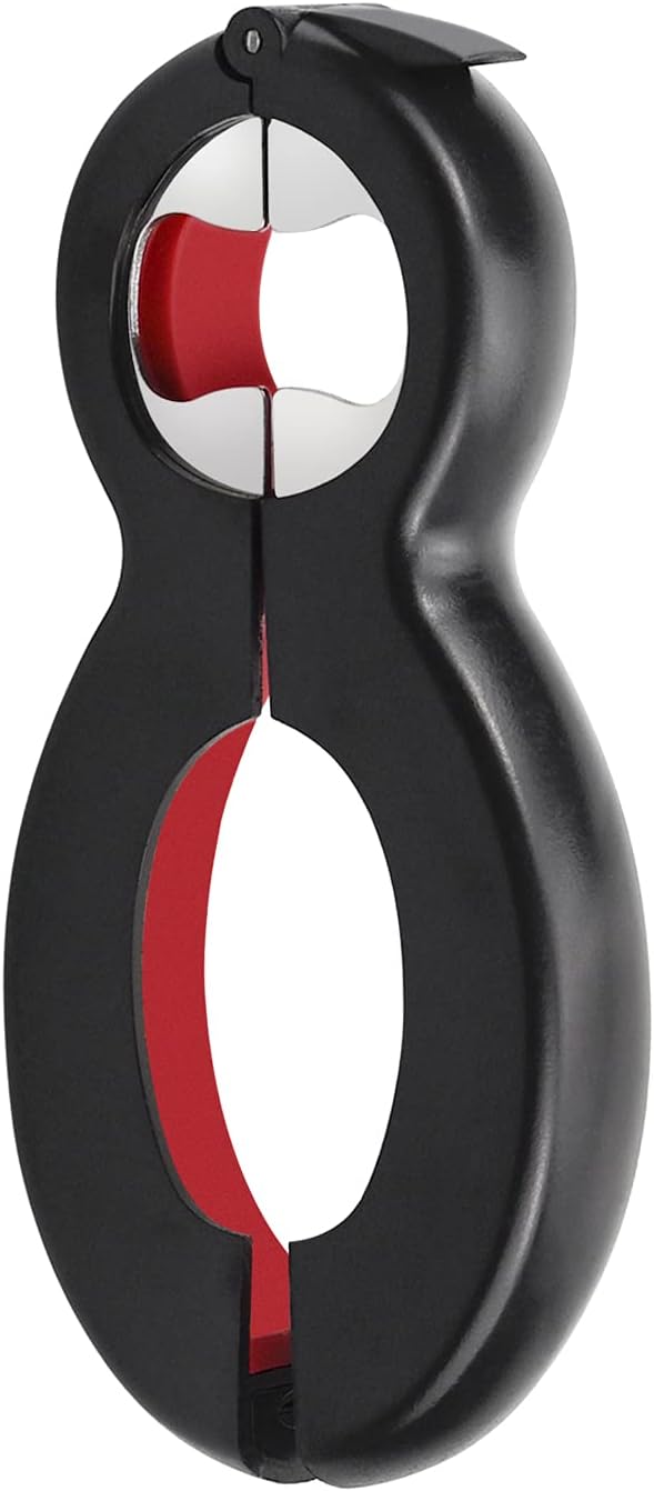 6 in 1 Multi  Opener  Jar  Opener  Open Sesame 6 in 1 Can  Opener  Multi Function Non-Slip Can Bottle  Opener  for Seniors Arthritis Patients Women Children(Black and Red)