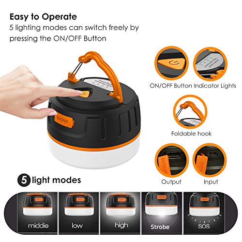 image for AKALULI Rechargeable LED Camping Lantern, Portable USB Camping Tent Li