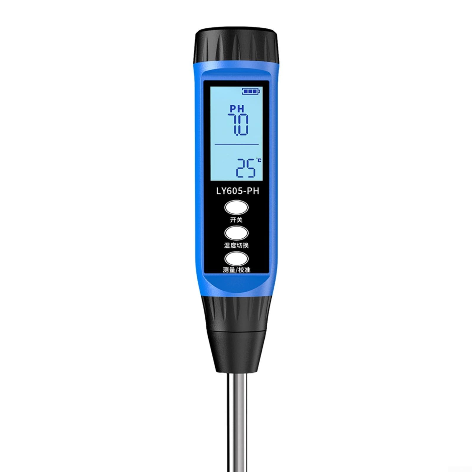 Probador de suelo digital portátil para pH y humedad, medidor de pantalla LCD preciso para jardinería al aire libre y uso agrícola, negro (606)