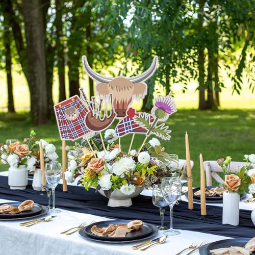 Image of Scotland Theme Party Centerpiece Sticks,Birthday Table Toppers, Decor For Weekend /BBQ /Baby Shower /Cookout Party Supplies,British UK Centerpiece Sticks - Table Toppers.Set of 15