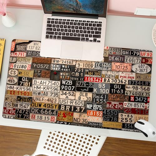 Preisvergleich Produktbild MESHIZIY Mauspad (300 × 800 MM) Verlängertes großes Mauspad Schreibtischauflage, rutschfeste Gummibasis, Gaming-Mauspad XLBlatt, USA Retro Auto Nummernschild Druck