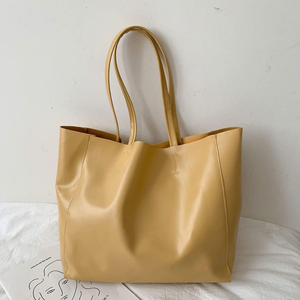 Handbag Large Capacity Handbag Ladies Shopping Bag Casual Bag White Yellow Shoulder Bag (Color : A, Size : 44cm*30cm)