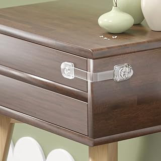 4 Pcs Transparent Child Proof Cabinet Locks Baby Safety Drawer Strap Locks, Baby Security Multi-Function Lock for Drawers, Fridges, Toilets, Cupboards, Cabinets (Clear)