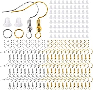 Redamancy 300 PCS Earrings Making Supplies Kit, Hypoallergenic Earring Hooks, Jump Rings, Clear Earring Safety Backs for DIY Jewelry Supplies Making