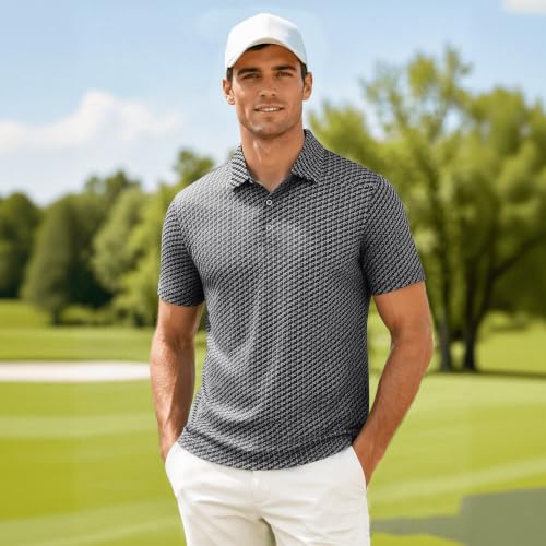 Camiseta polo para hombre WARHORSEE, manga corta, tejido transpirable y con capacidad de absorción de humedad, ideal para golf, sin arrugas y con estiramiento miniatura 2