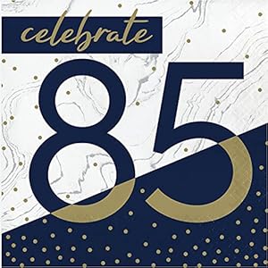 Creative Converting Servietten zum 85. Geburtstag, 16,5 cm, Marineblau und goldfarben