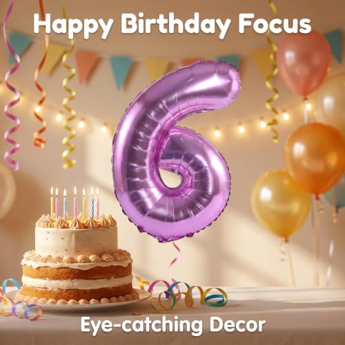 Image of YPSelected 32 Inch Large Foil Helium Number Balloon Birthday Wedding Party 0-9 (Pink, 6)