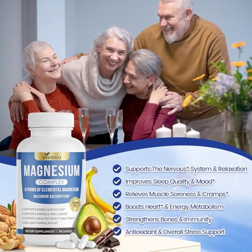 Image of Magnesium Complex - 8 Forms of Elemental Magnesium for Maximum Absorption - 1000mg High Potency Formula - Supports Bones, Muscles & Overall Well-Being - Non-GMO, 90 Capsules