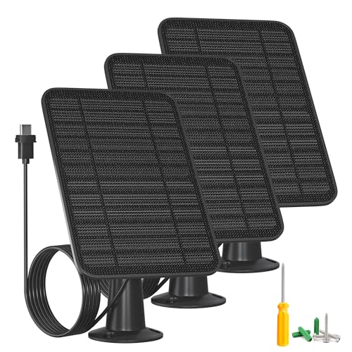 Image of 5W Solar Panel Compatible with Blink Outdoor 4(4th Gen)/Outdoor 2K+ Camera, Solar Panel Charger for Blink Camera with 13.1ft Cable Rubber Plug, IP65 Weatherproof, Includes Secure Wall Mount, 3 Pack